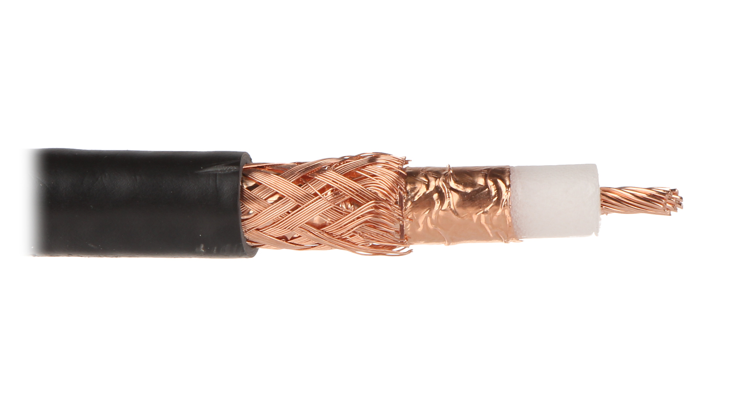 Coaxial copper cable with shielding and central conductor