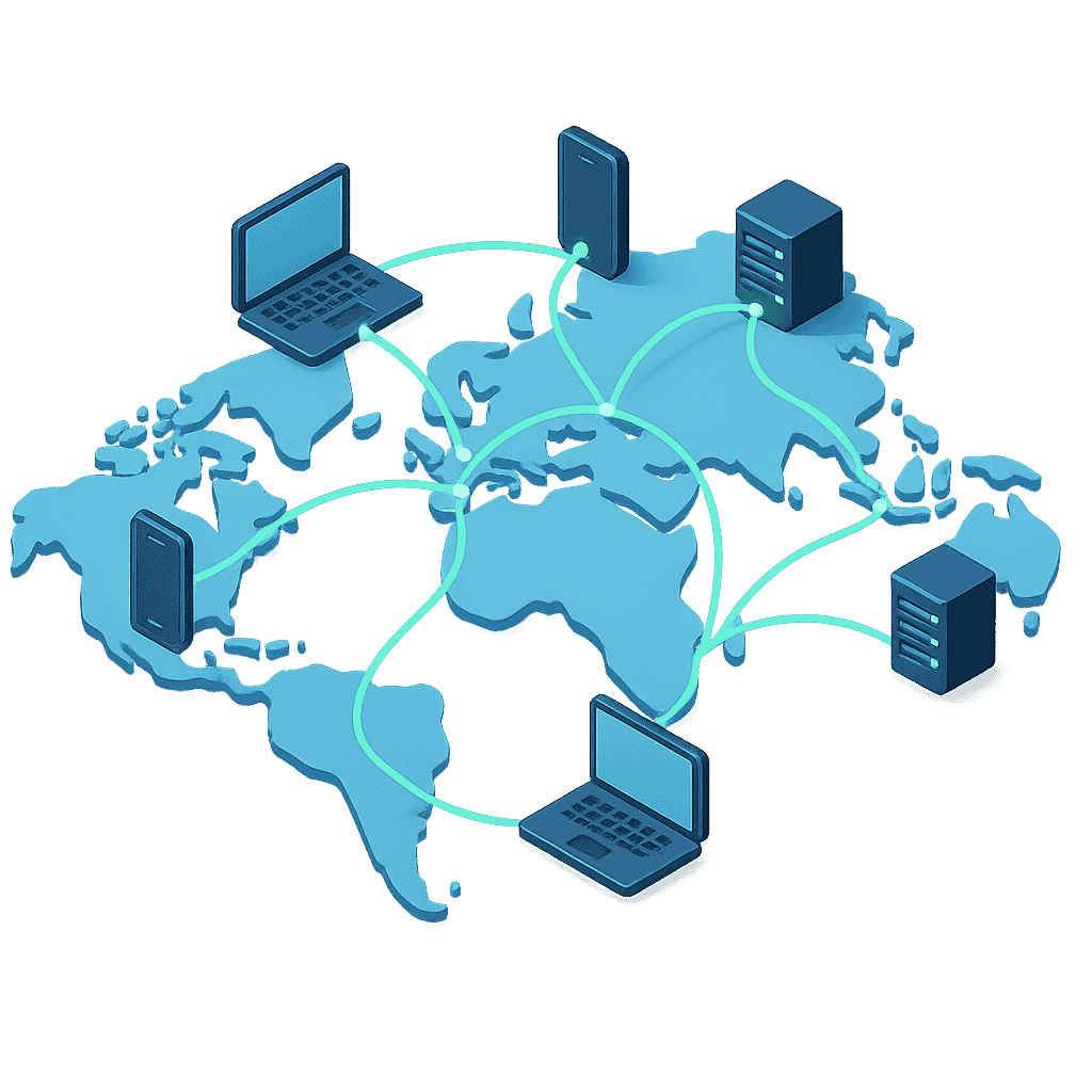 global network connections between computers and devices