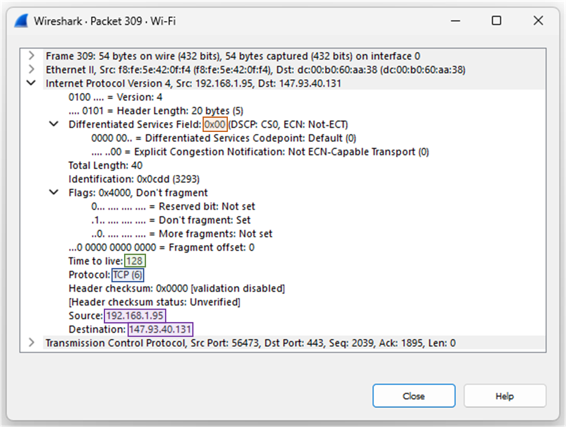 ipv4 packet example in wireshark