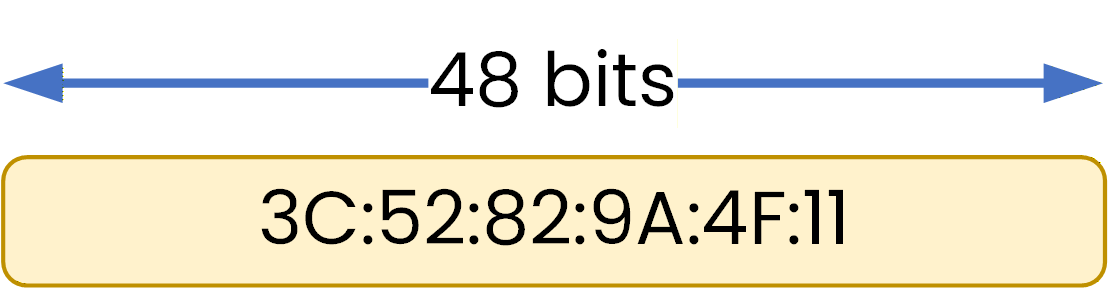MAC address shown as a 48-bit identifier