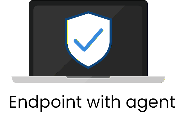 Laptop with the Cisco Secure Endpoint agent installed, shown as a shield with a check mark on the screen